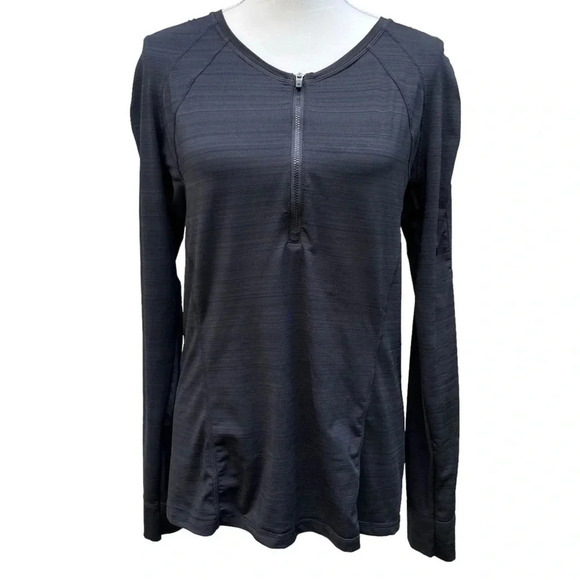 Athleta Black Long Sleeve 1/4 Zip Pullover with Arm Zipper Pocket Size XL - Picture 1 of 15